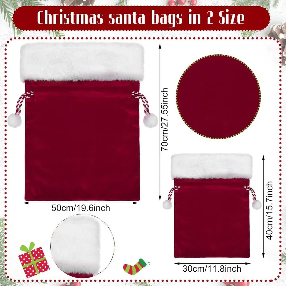 2 Pieces Christmas Velvet Santa Bags Christmas Gift